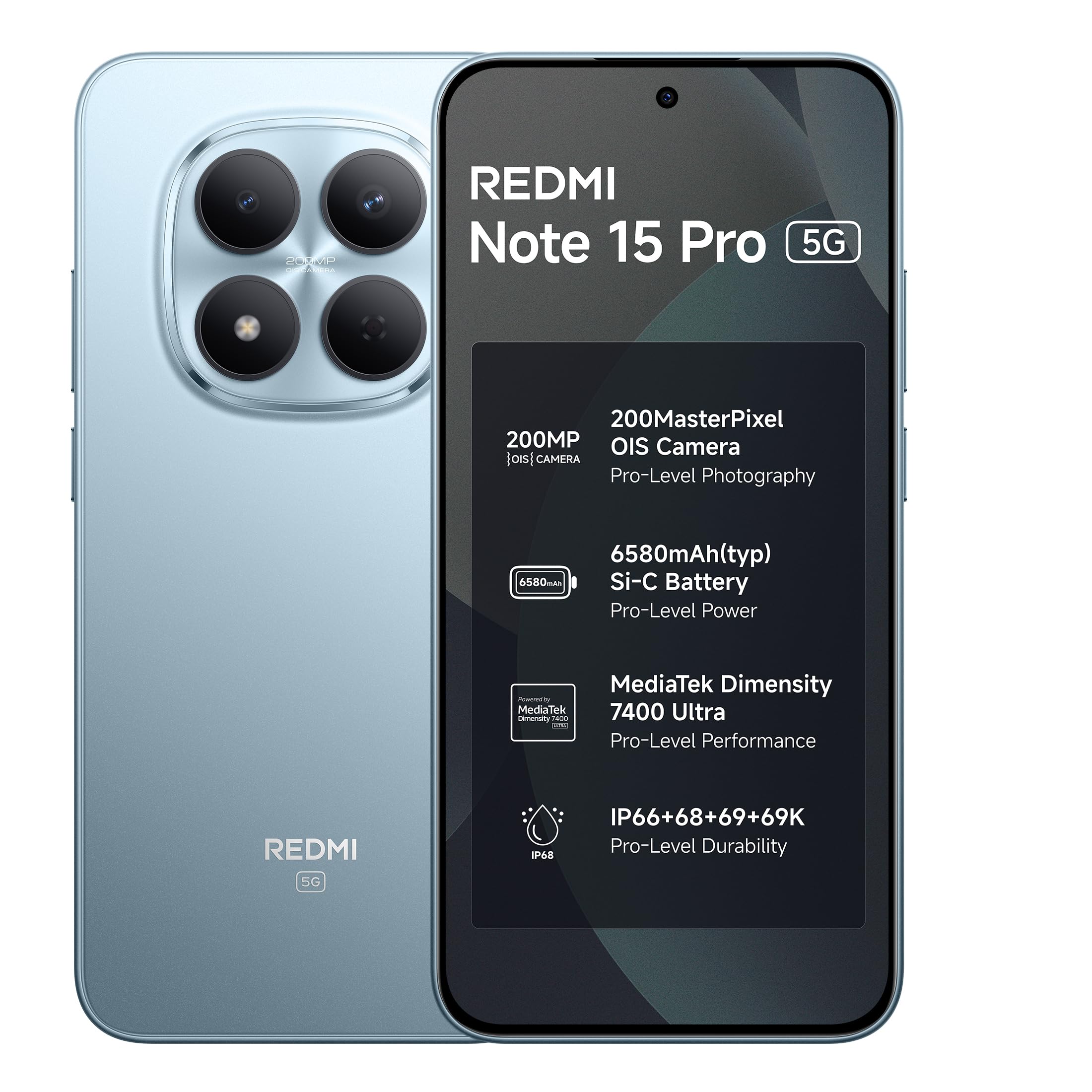 Redmi Note 15 Pro 5G 8GB+256GB グレイシャーブルー REDMI Note 15 Pro 5G (Mirage Blue, 8GB+256GB) | 200MasterPixel OIS